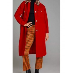 Side Hustle Presley Leopard Collar Red Coat